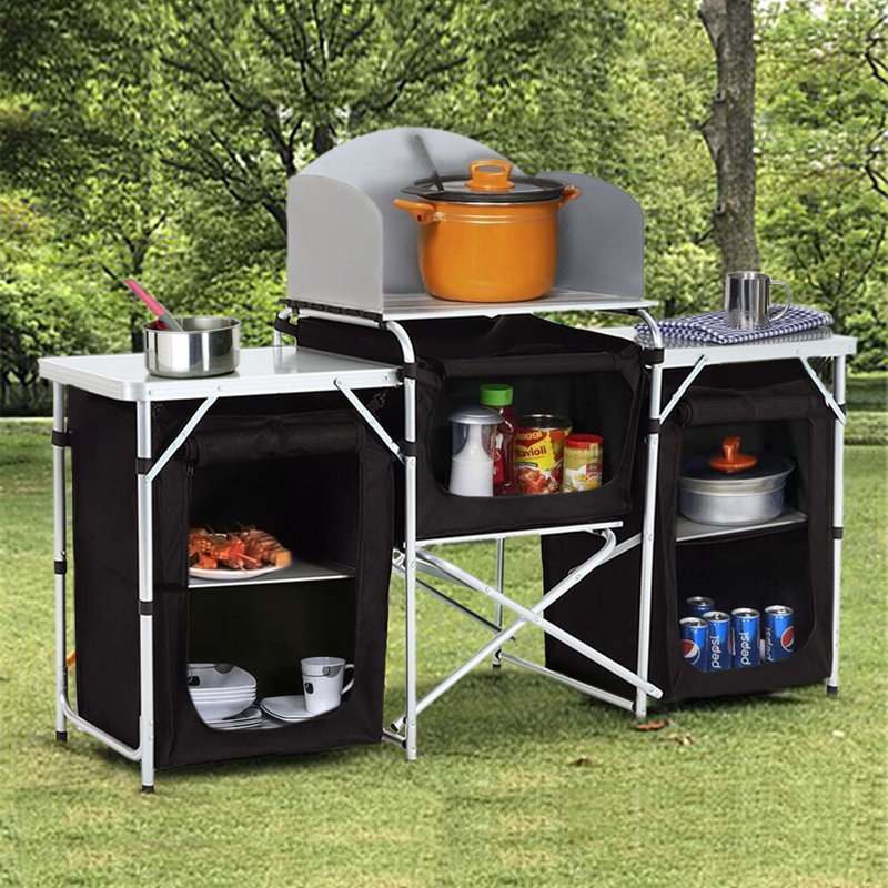 Duro Rectangular Wood Metal Outdoor Camping Table , 175cm W 40cm D, White/Grey