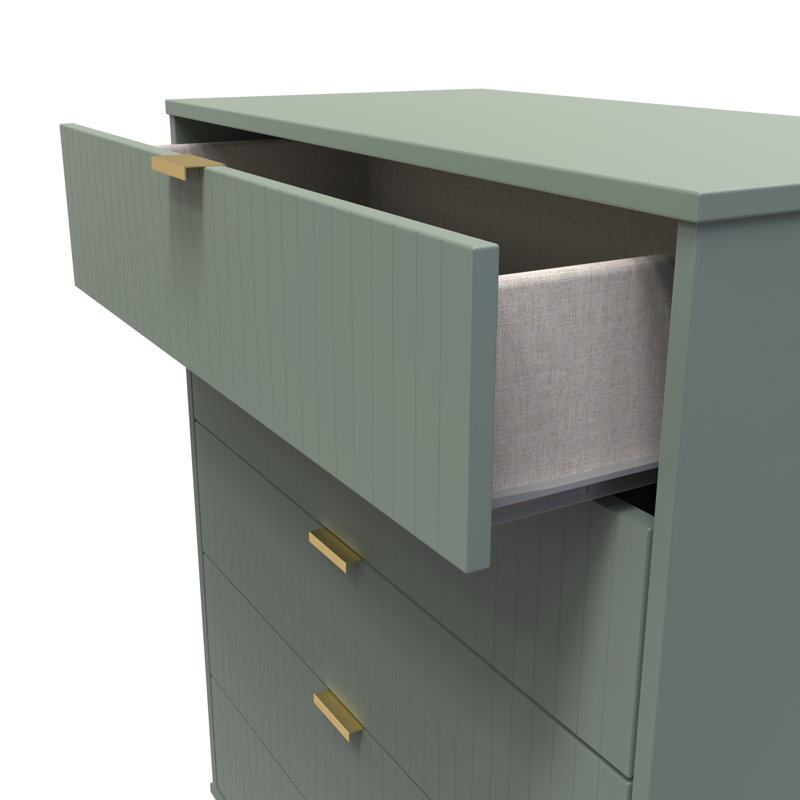 Fully Assembled Aliziah 5 - Drawer Chest of Drawers, Reed Green