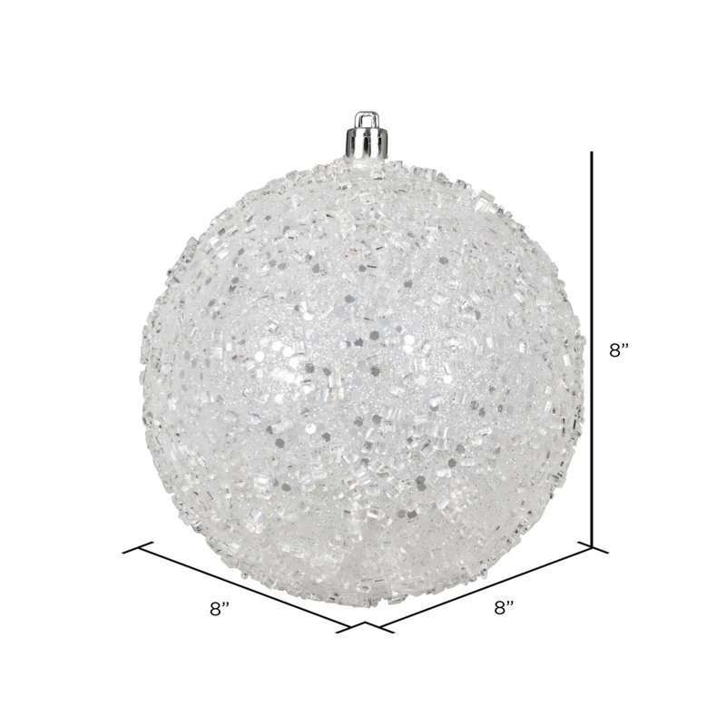 Ornement boule scintillante, H 8 po x l 8 po x P 8 po, Blanc, 1
