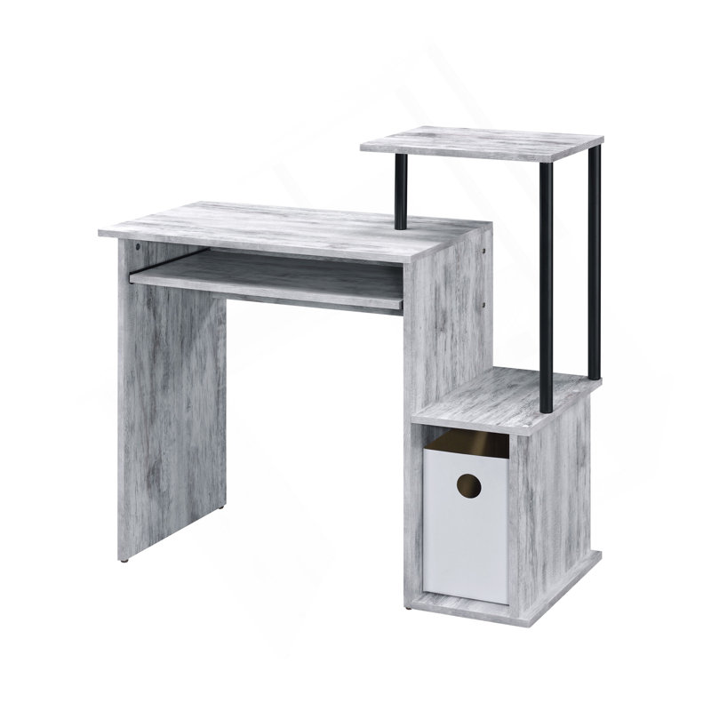 Bureau d'ordinateur Lyphre, Blanc antique / noir