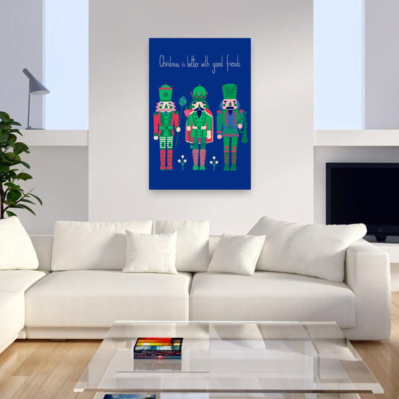 «Christmas», Casse-noisette, amis, hiver coloré traditionnel, impression murale, 48" H x 32" W