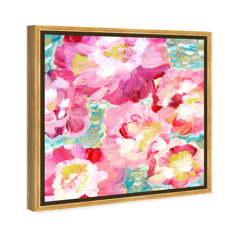 Fleurs florales et botaniques encadrées, reproduction d'art sur toile, H 30 po x l 30 po x P 1,5 po, Toile encadrée d'or
