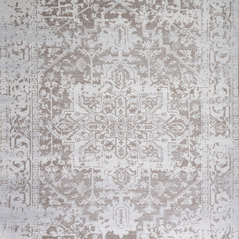 Machine Washable Area Rug With Non Slip Backing Modern Floral Traditional Abstract Beige & Creme Design, Runner 2'2" x 6'