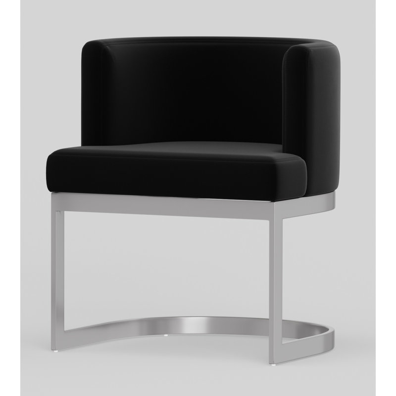 Waycross 19'' H Velvet Upholstered Armchair, Black
