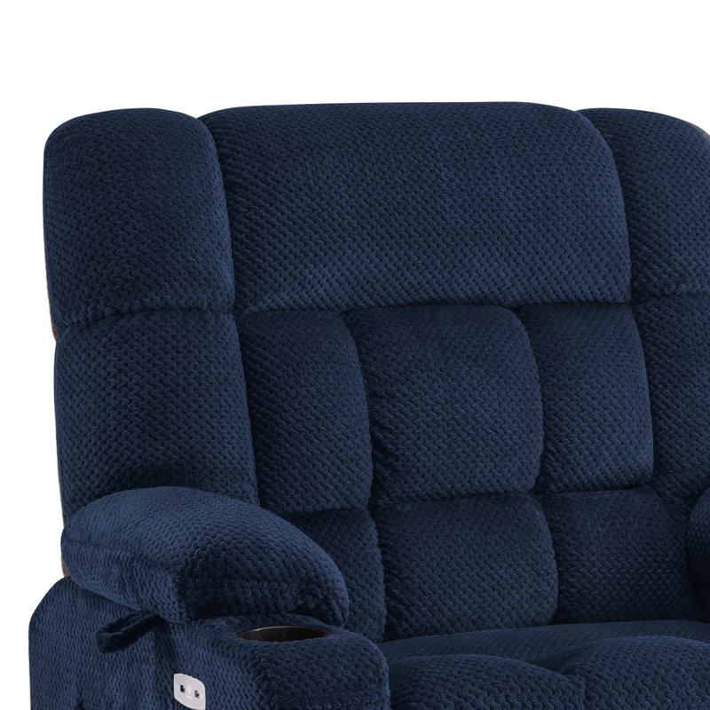26.4" Seat Width Dual Motor Power Recliner Lift Chair with Massage and Heat, Infinite Position, Fabric, Navy