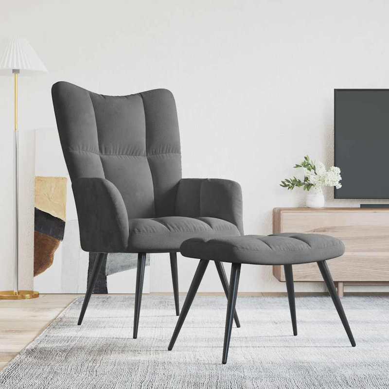 Fauteuil rembourré Khay, Polyester gris foncé