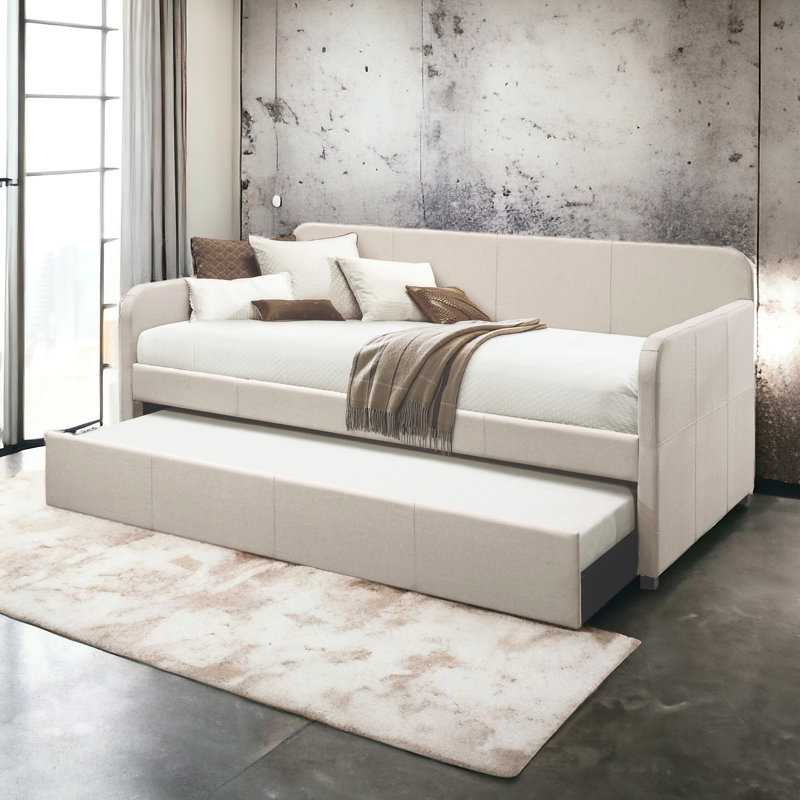 Lit de jour en tissu Fog avec gigogne commode