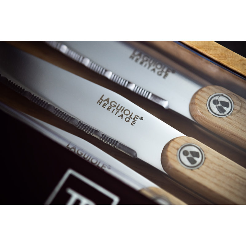 Six-Piece Light Wood Handle Stainless Steel Steak Knife Set