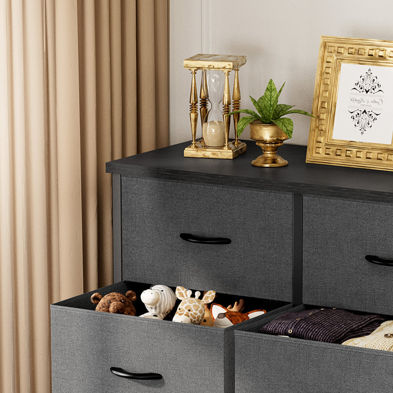  Enegess 31.5" Wide Modern Farmhouse 6 Drawer Dresser with Sturdy Frame, Gray