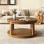 Table basse ronde moderne avec double rangement, compartiment caché et pieds réglables pour une élégance au salon