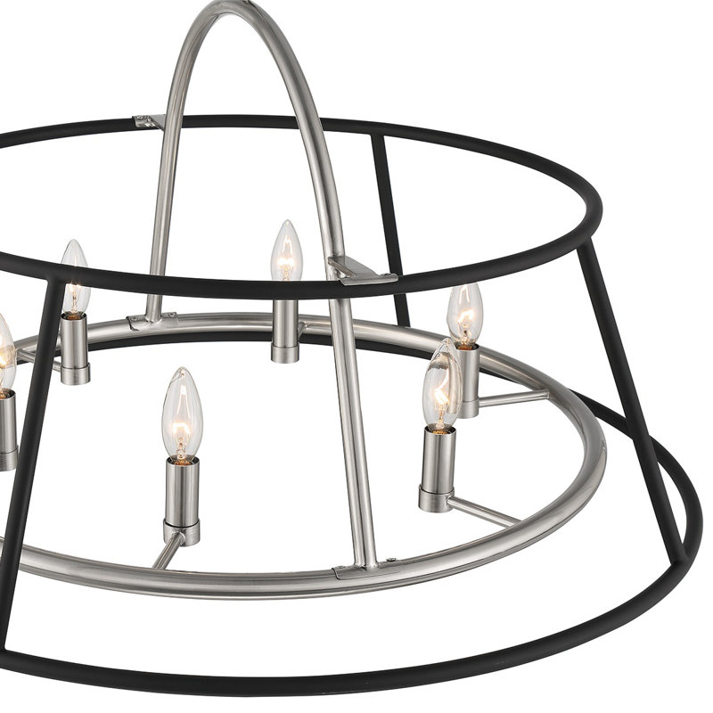 6lt Chandeiler, noir + nickel, H 16,75 po x l 3,25 po x P 3,25 po