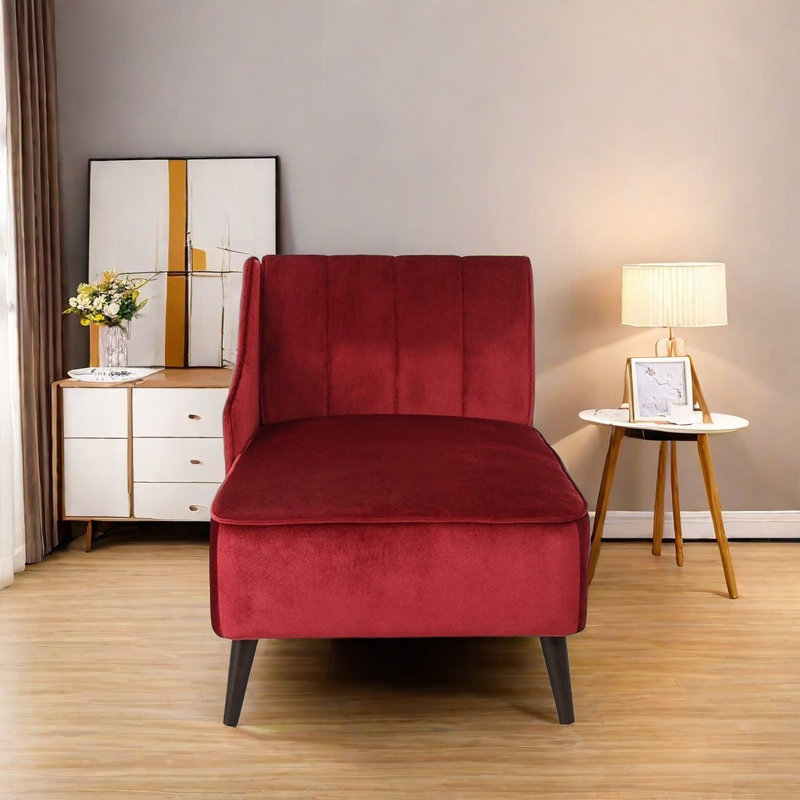 Chaise longue en tissu de qualité supérieure, Rouge, Orienté à droite