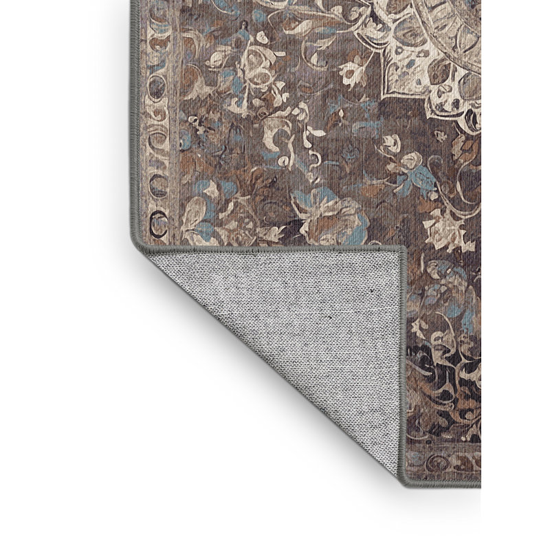 Machine Washable Gray Area Rug, Rectangle 3' x 5'