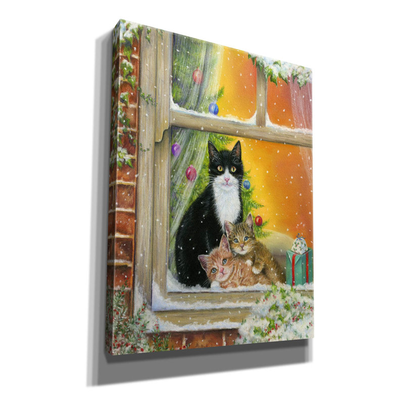 «Christmas Window» par Janet Pidoux, art mural sur toile, H 16 po x l 12 po x P 0,75 po