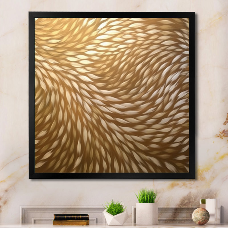 Motif délicat de vagues modernes - reproduction sur toile, H 24 po x l 24 po x P 1 po, Cadre photo noir