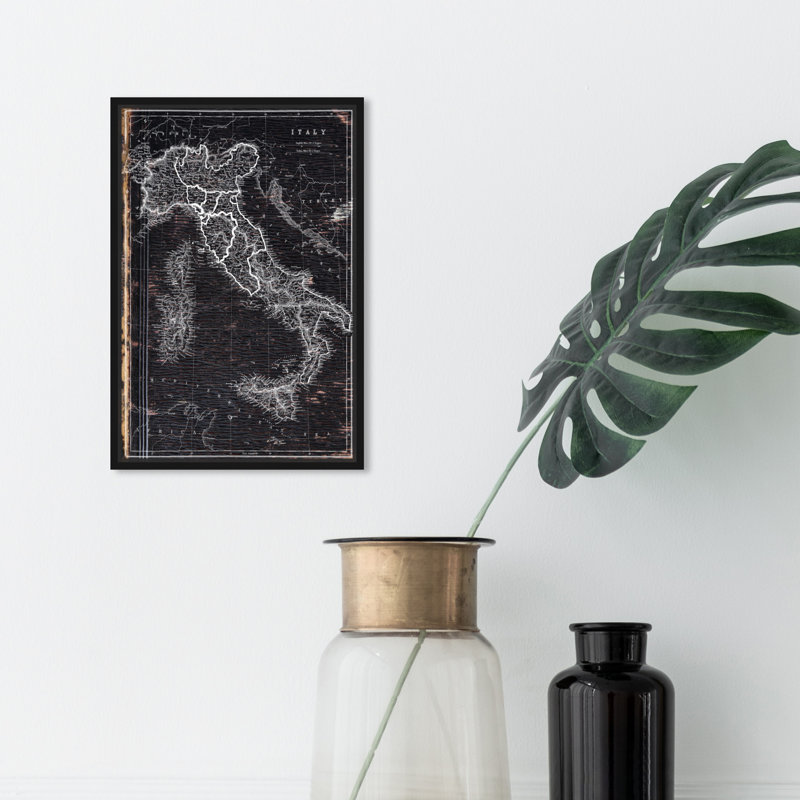 « map of italie 1873 », impression sur toile, H 15 po x l 10 po, Cadre noir
