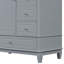 Meuble-lavabo sur pied 36 po avec lavabo en céramique, panneau de fibres à densité moyenne et base en bois massif, 3 tiroirs et armoire avec tablettes, finition peinte grise, meuble-lavabo autoportant avec trous de robinet de 4 po