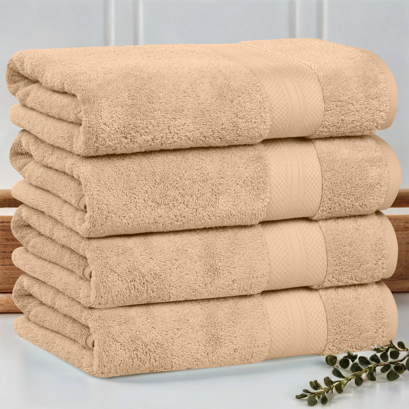 Aria 100% Turkish Cotton Heavyweight Absorbent Plush Bath Towel Set, Hazelnut