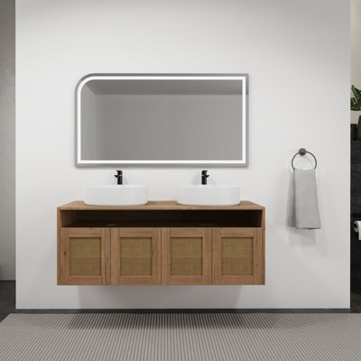 Meuble-lavabo 48 po avec lavabo d'art en céramique blanche