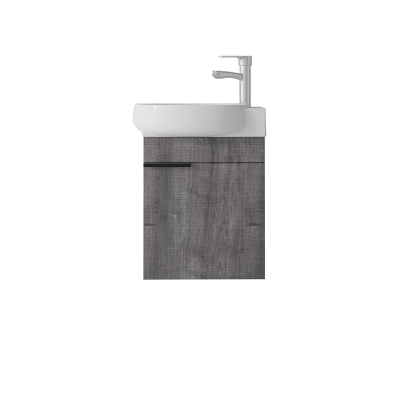Ensemble de meuble-lavabo mural 16 po avec lavabo et portes à fermeture en douceur pour petites salles de bain, Grey