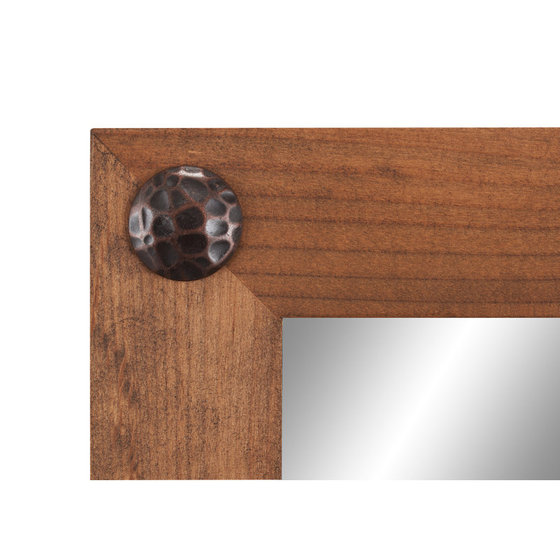 Edna Solid Wood Frame Rectangle Mirror, Walnut