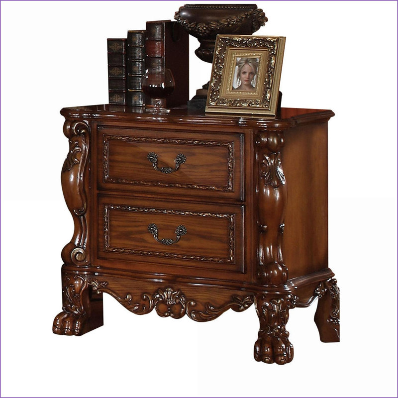 Traditional Cherry Oak 2-Drawer Nightstand