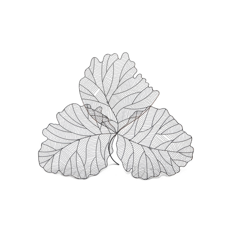 Tri Leaf Small Metal Wall Décor, Copper, 50" H x 63" W x 3" D