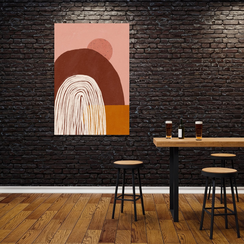 Coucher de soleil abstrait, paysage biologique moderne, art mural montagne, 60" H x 40" W