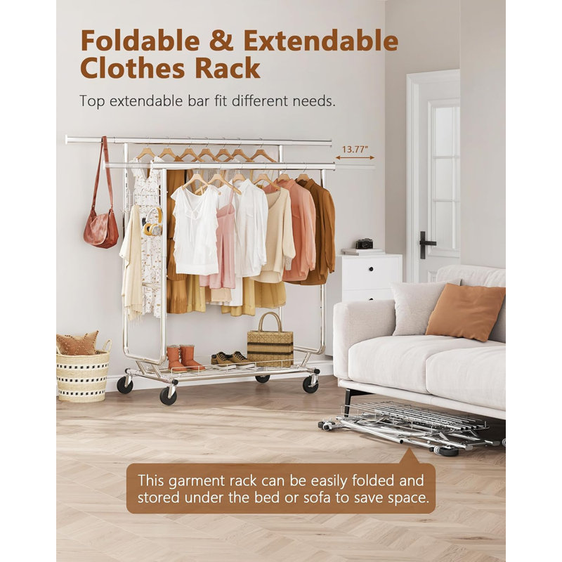 Rebrilliant Shelsea Assembly Double Rod Clothes Rack | Wayfair