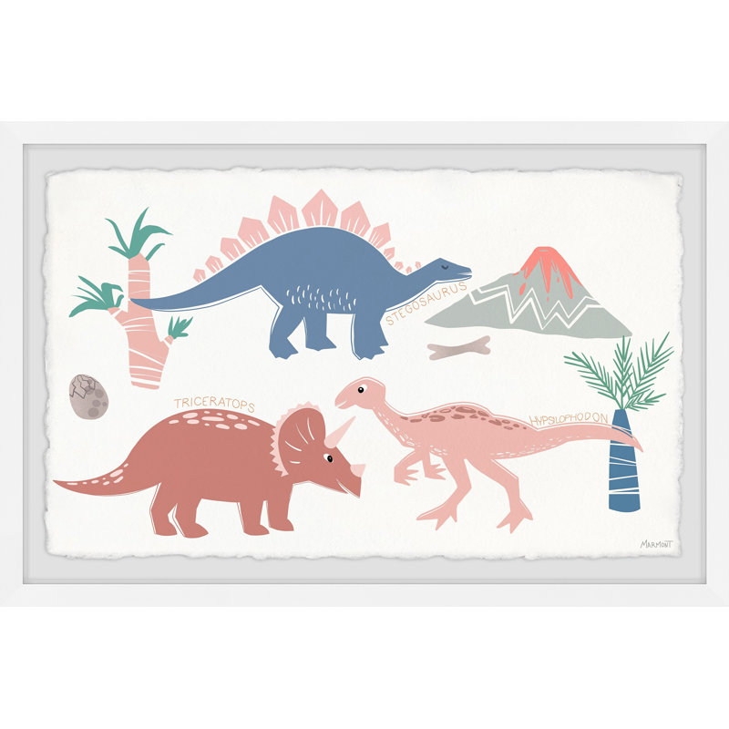 Bronstein Ketter Dinosaur Friends Framed Print, 8" H x 12" W x 1.5" D