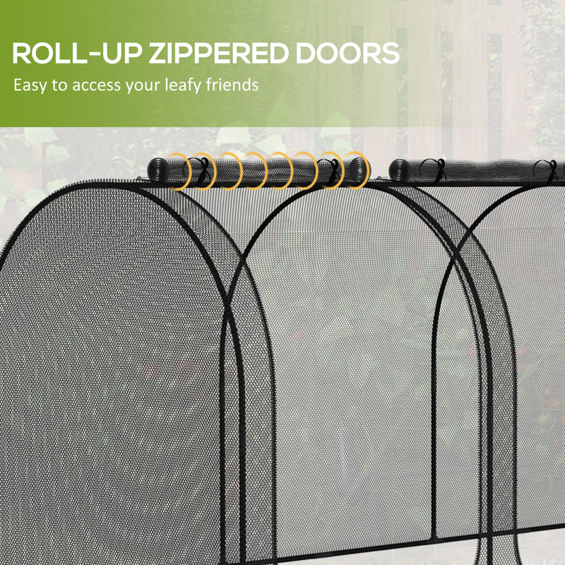 Black Mesh Plant Protection Tent with Zippered Doors