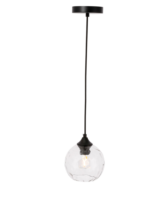 Luminaire suspendu sphère 1 lumière Douthit, Noir, H 6,6 po x l 5,9 po x P 5,9 po