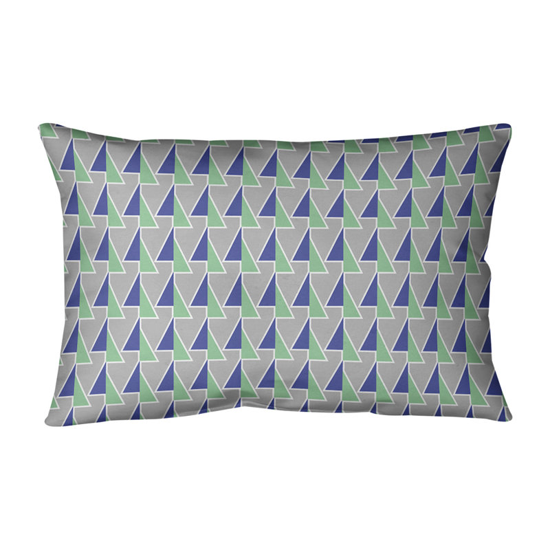 Patricia Geoffrey Geometric Reversible Throw Pillow, 14"H x 20"W, Polyester/Polyfill, Green/Blue