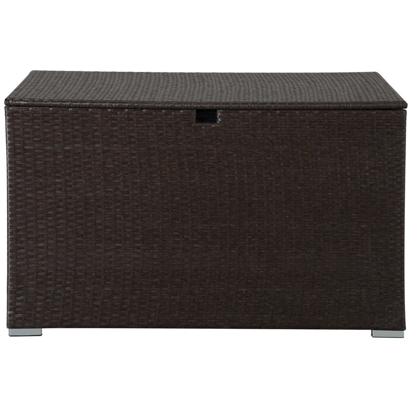 Boîte de rangement pour l'extérieur en osier brun 120 gallons (clair)