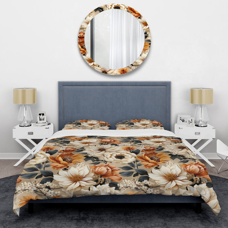 Ensemble de housse de couette Autumn Cottage Flowers, Housse de couette simple + 1 taie décorative stan