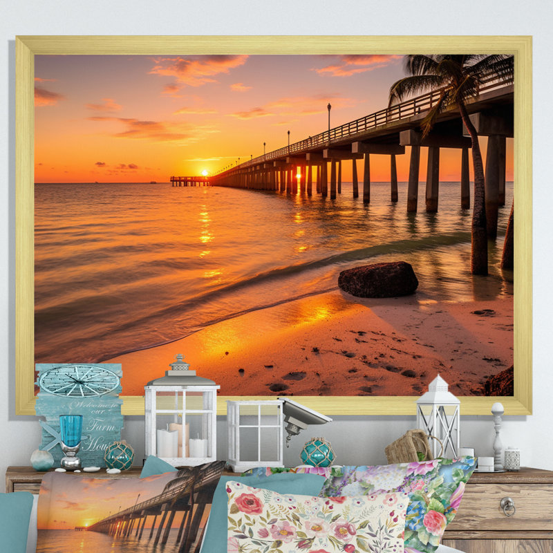 Jacksonville Bay Florida II sur toile, H 16 po x l 32 po x P 1 po, Encadrement doré