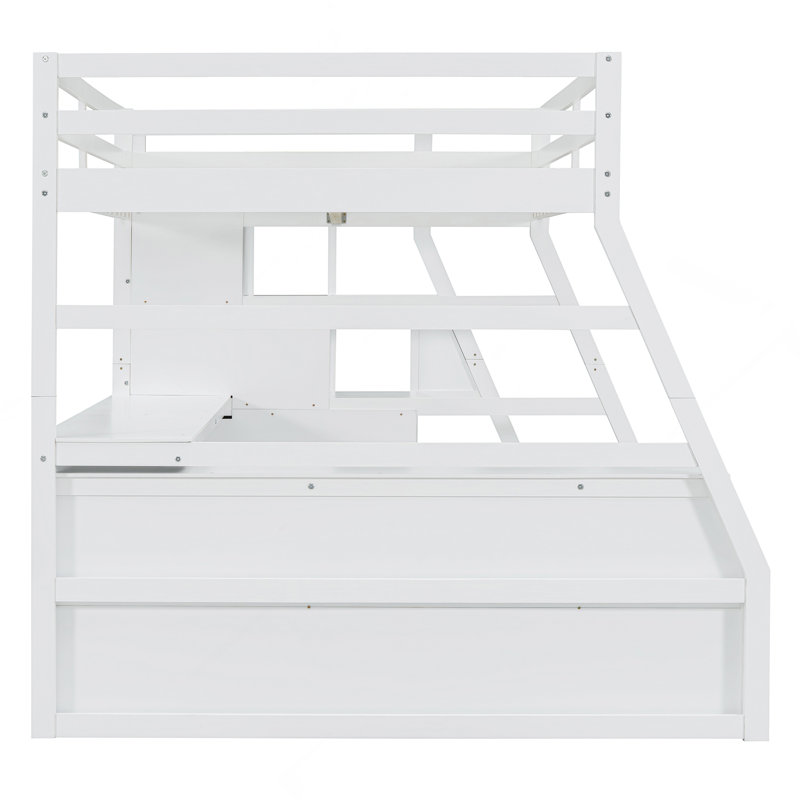 Lit mezzanine avec 7 tiroirs, 2 tablettes et un bureau