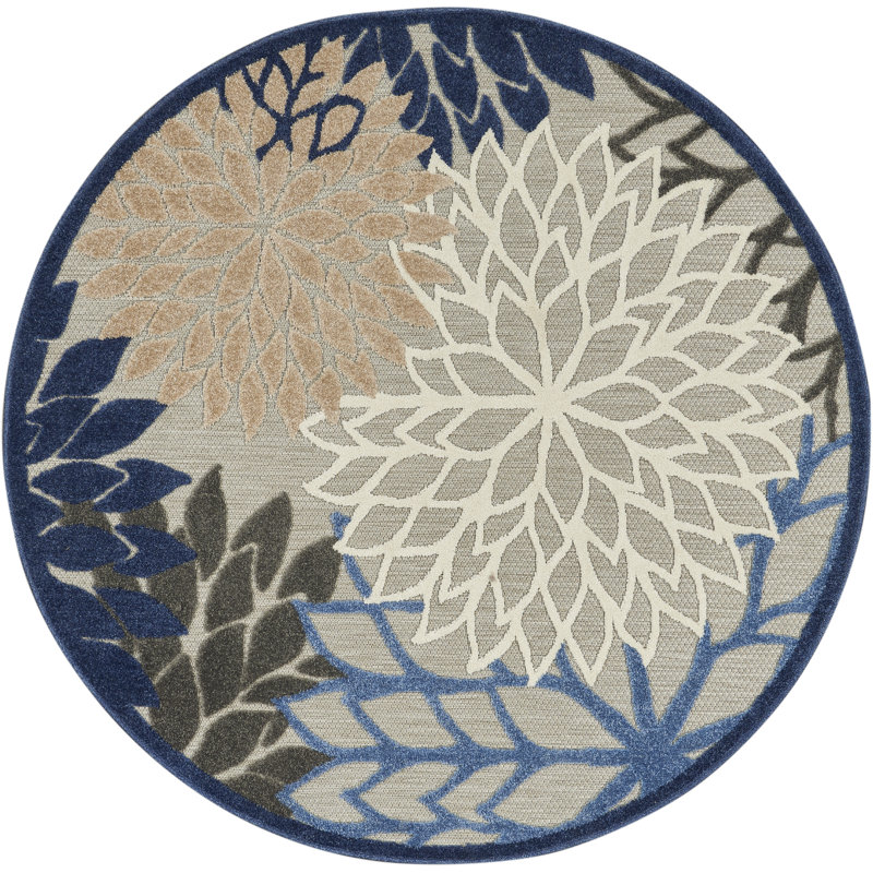 Abela Floral Indoor Rug, Round 4'