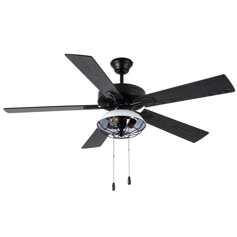 52''W Hillside Avenue Ceiling Fan with Light Kit, Black