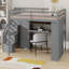 Lit mezzanine peu encombrant avec armoire intégrée, bureau, tablettes et éclairage-414784373