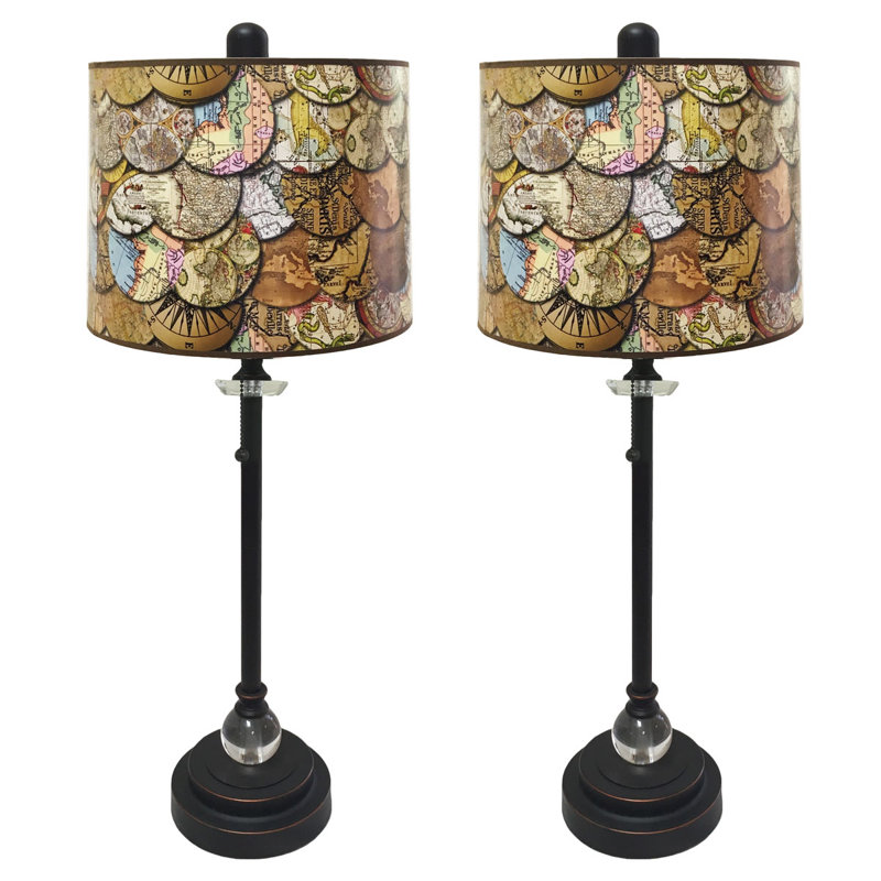 Ensemble de lampe buffet 28" crystal Bettencourt, Bronze