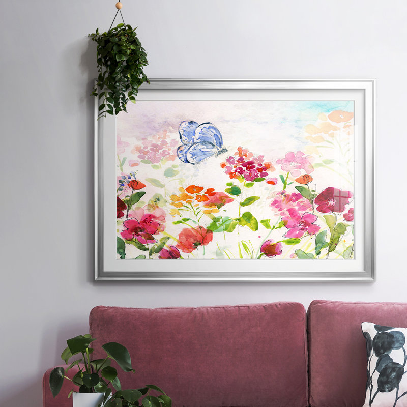 «Summer Garden Butterfly», impression sur papier, Argent, H 27 po x l 39 po x P 1,5 po