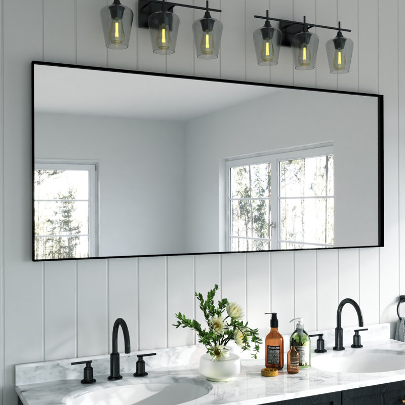 Metal Rectangle Mirror, Black, 32" x 72"