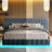 Floating Upholstered Bed Frame with Oversized Headboard and RGB LED Lighting-709867142-709867137