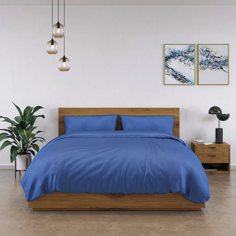 100% Bamboo Bedding Set, Super King Duvet Cover + 3 Additional Pieces, Navy