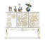 Meuble d'appoint vintage en bois massif, trois portes, orné de sculptures en relief et de dorure blanche.-131254995