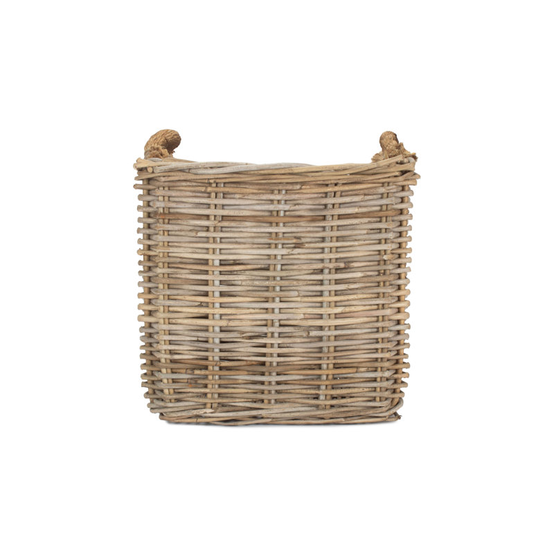 Angie Rattan Log Carrier Basket, 34cm x 33cm W x 33cm D