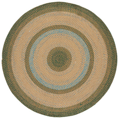 Braided Hand Woven Machine Washable Geometric Brown / Dark Green Indoor/Outdoor Area Rug