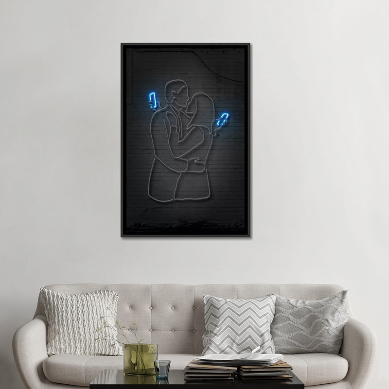 « mobile lovers », impression sur toile, H 26 po x l 18 po x P 1,5 po, Toile avec cadre noir, Pas de tapis
