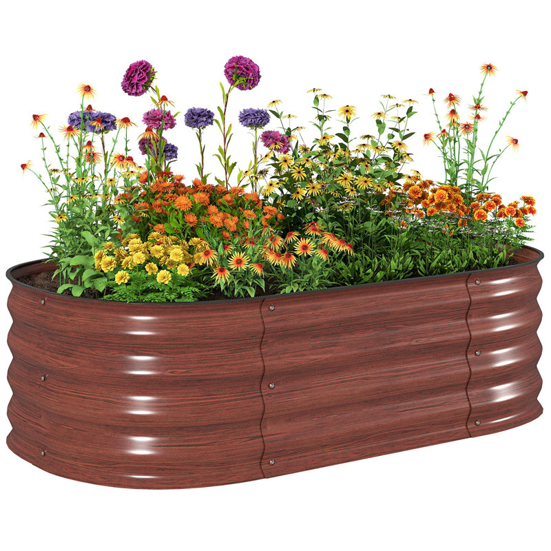 Sairah Metal Raised Garden Bed, Brown, 16.5" H x 94.5" W x 23.5" D